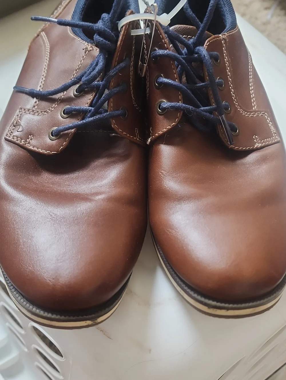 5M Boys Brown Faux Leather Lace-Up Shoes - Classic Derby Style